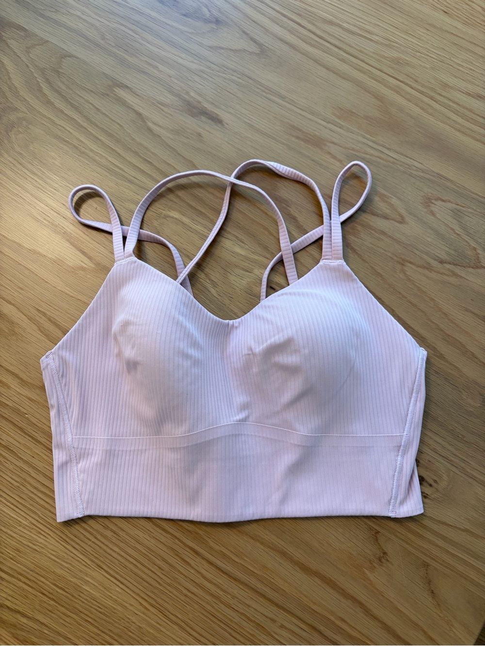 lululemon athletica Light Pink Ribbed Longline Sports Bra